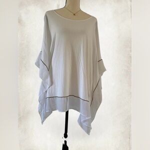 Jennifer Lopez White Poncho Top with Gold Trim
